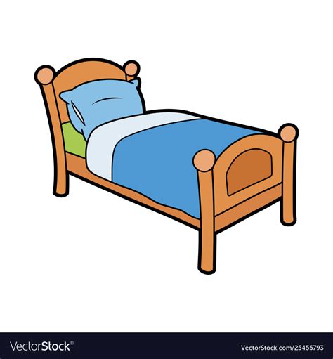 Wooden Bed With Pillow Royalty Free Vector Image