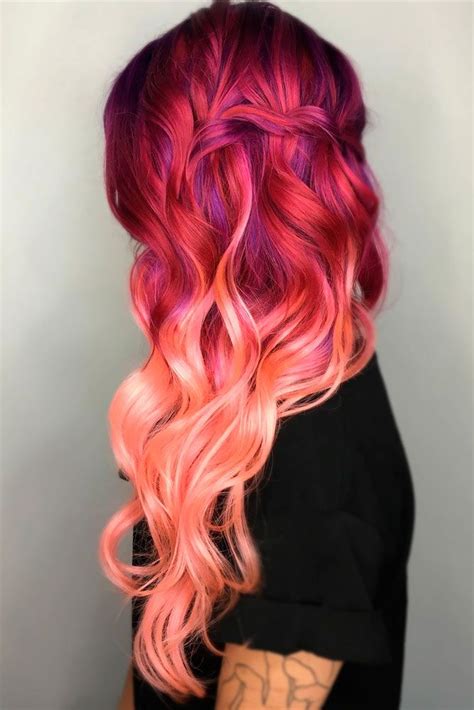 Fun Hairstyles For Long Pink Hair With Images Ombre Wavy Hair Red