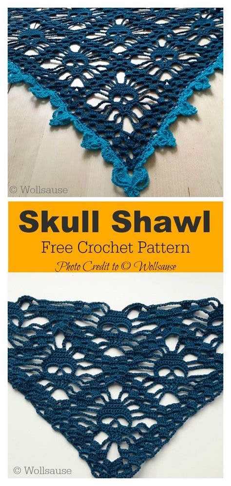 Complete with a breakdown of skill level and method of working (knit or crochet). Skull Shawl Free Crochet Pattern for Halloween Party ...