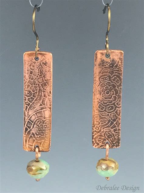Etched Copper Earring Hand Made Jewelry By Debralee Design