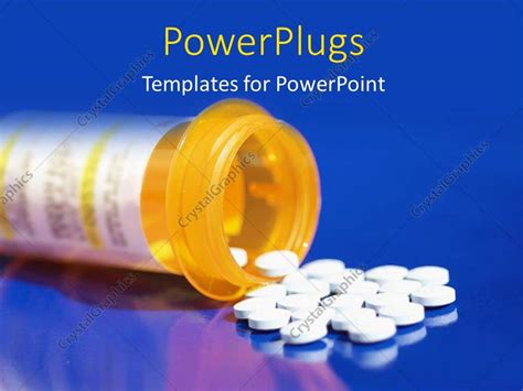 Powerpoint Template A Large Yellow Prescription Bottle With Pills In