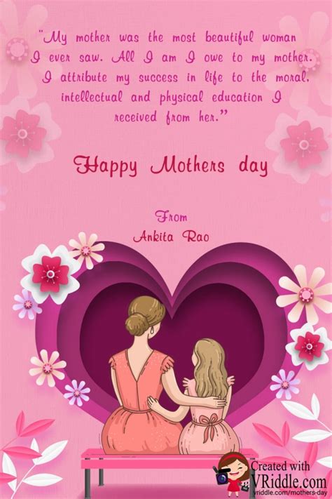 Pink Heart Mothers Day Greeting Card Vriddle