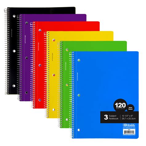 3 Subject Wide Ruled Spiral Notebook Wholesale Dollardays