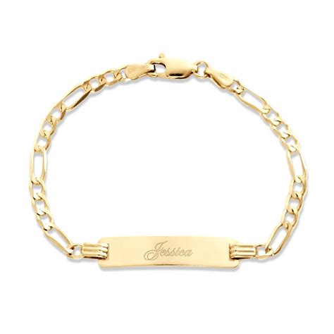 Kids 14k Gold 6 Engravable Figaro Id Bracelet Eves Addiction