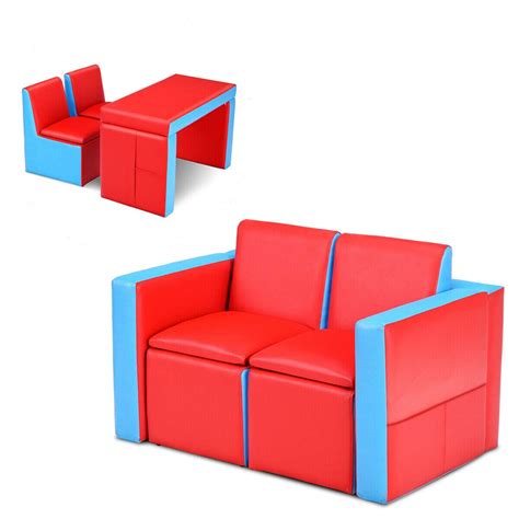 Buy Costzon Kids Sofa 2 In 1 Double Sofa Convert To Table And Two