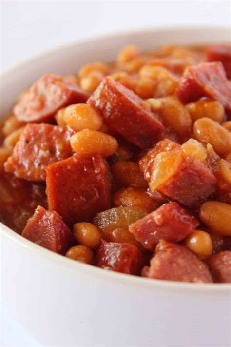 Smoked Sausage Baked Beans Recipe Practically Homemade