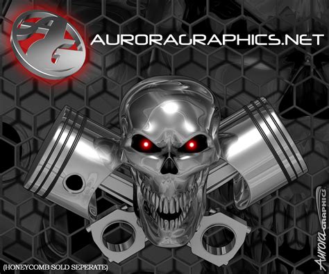 Chrome Gearhead Skull - Aurora Graphics