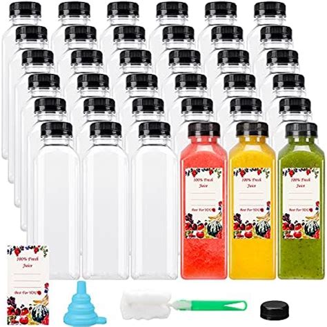 Superlele 36pcs 12oz Plastic Bottles With Caps Empty Juice Bottles