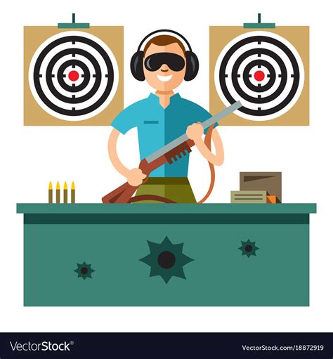 Shooting Range Flat Style Colorful Cartoon Vector Image