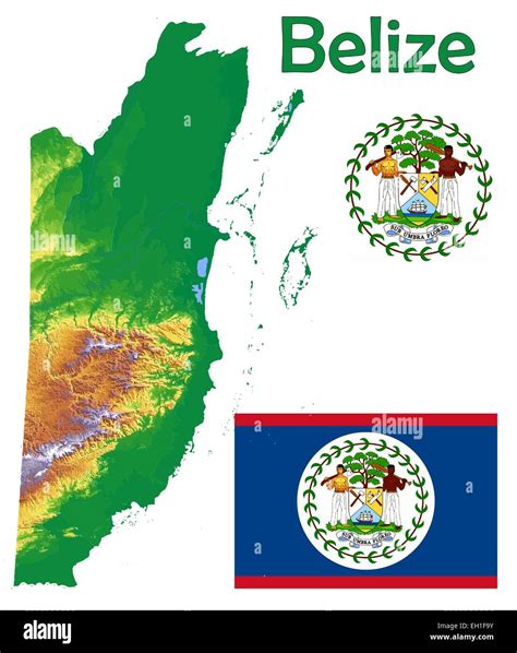Mapa De Belice Bandera Escudo Imagen Vector De Stock Alamy