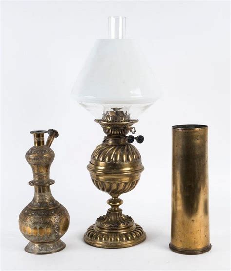 Antique Brass Kerosene Lamp With War Relics Lamps Kerosene Oil And
