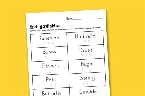 Word play helps kindergartners understand how words are broken into individual syllables and how words with similar endings rhyme. kindergarten worksheets about syllables - Google Search | Spring syllables, Syllable worksheet ...
