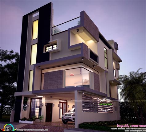 30x40 Contemporary Three Storied Home Kerala Home Design And Floor Plans