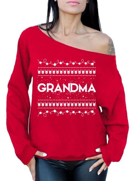 Awkward Styles Grandma Christmas Sweatshirt Off The Shoulder Top