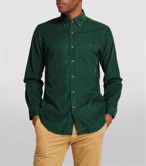 Polo Ralph Lauren Green Corduroy Oxford Shirt Harrods Uk