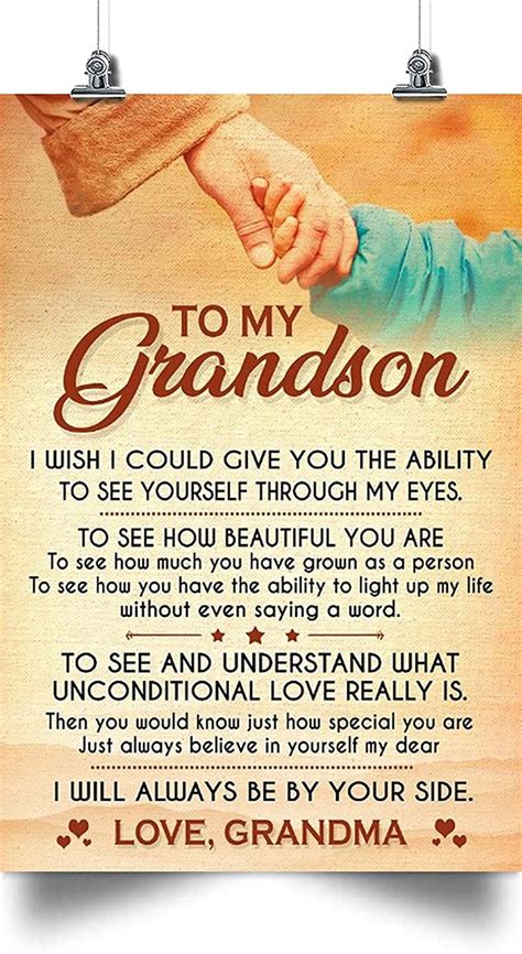 grandma to grandson poster to see and understand what unconditional love really is i will