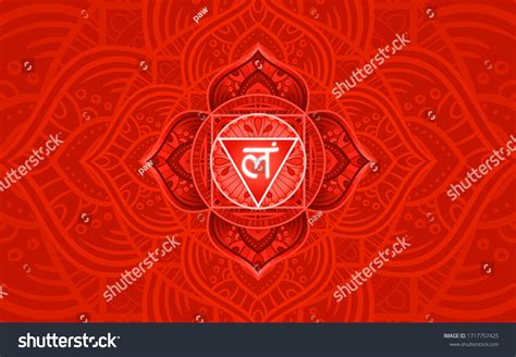 Muladhara Root Chakra Symbol Colorful Mandala Stock Vector Royalty