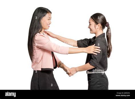 Portrait Of Beautiful Asian Business Woman Shake Hand Isolated On