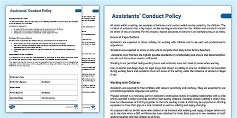 Staff Policy Code Of Conduct For Childminders Twinkl