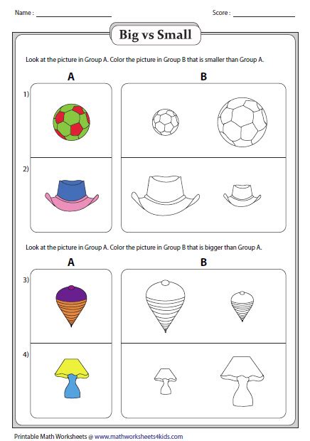 Big Vs Small Size Comparison Worksheets For Preschool And Kindergarten