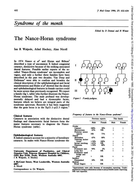 Syndrome Of The Month The Nance Horan Syndrome Docslib
