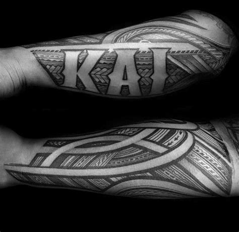 Black tribal design tattoo on man right full arm. 40 Polynesian Forearm Tattoo Designs For Men - Masculine ...