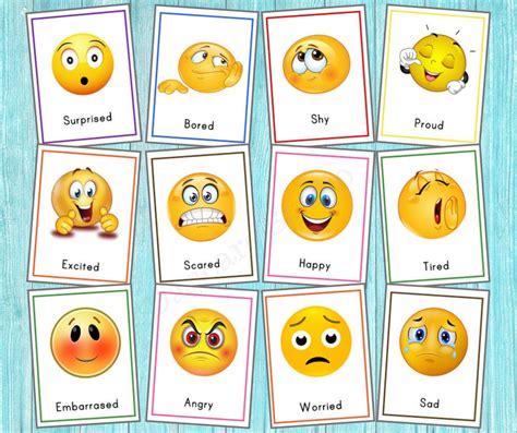 Emotions Flash Cards Feelings Printable Flashcards Toddler Etsy