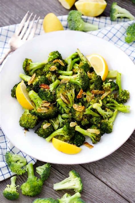 roasted broccoli with garlic and lemon bowl of delicious
