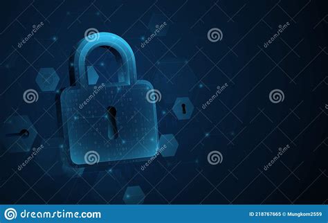 Abstract Cybersecurity Concept In Blue With Icons Stock Illustration