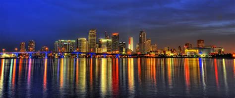 Downtown Miami Skyline At Dusk Hd Wallpaper Cropped Advantage