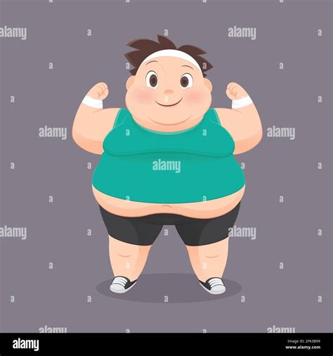 Cartoon Fat Man In A Sports Uniform Vector Illustration Concept With