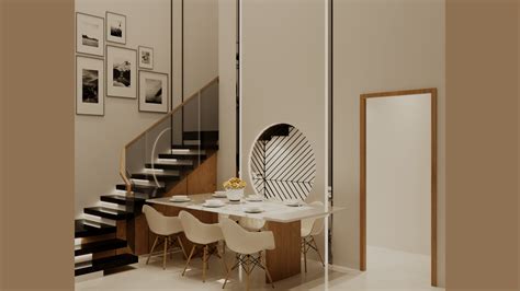 10x10 Dining Room Modern Interior Design Cream Wooden Theme