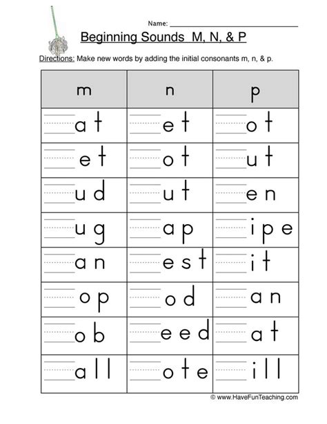 beginning sounds m n p worksheet phonics worksheets beginning sounds