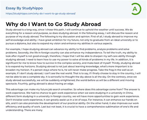 Why Do I Want To Go Study Abroad Essay Example