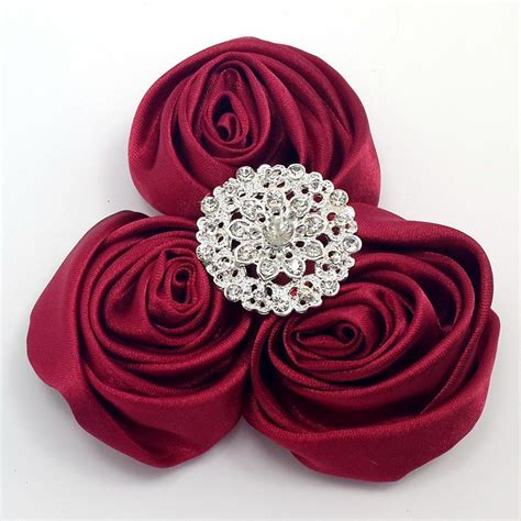 lot 24pc wine red 2 satin ribbon rose flower diy wedding bridal bouquet 50mm ebay