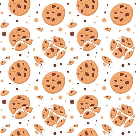 Chocolate Cookies Pattern Cartoon Seamless Background Isolated Bite Round Background Image