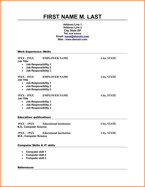 Free Printable Fill In The Blank Resume Templates