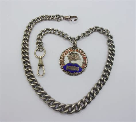 Silver Albert Watch Chain With Railway Union Fob Sally Antiques