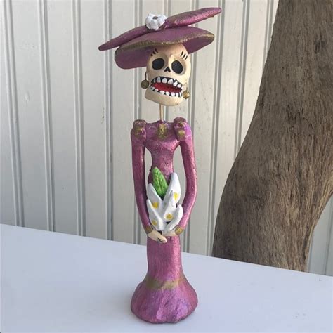 Accents La Catrina Skeleton Statue Painted Clay Mexico Poshmark