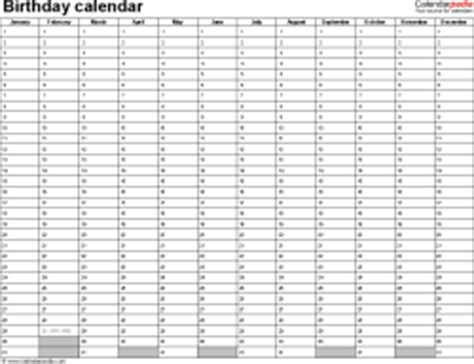 12 month calendar one page: Birthday calendars - free printable Microsoft Excel templates