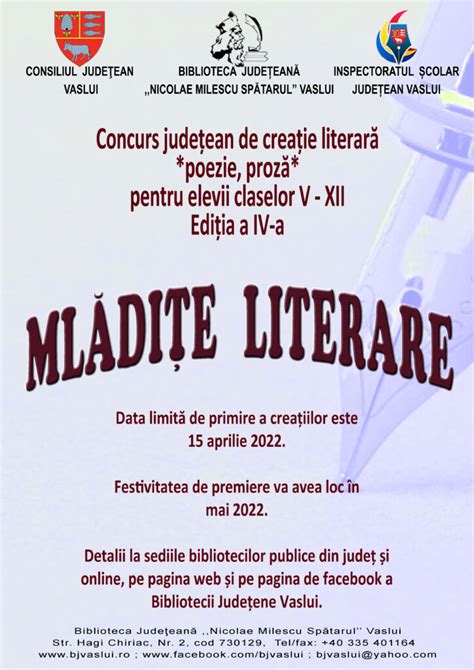 Concurs De Creație Literară Pentru Copii și Adolescenți La Biblioteca