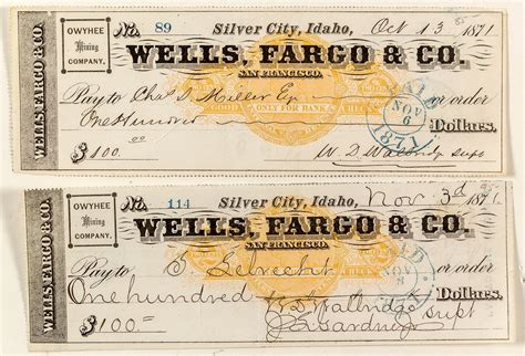 Wells fargo offers free and discounted checks to certain customers. Two Wells, Fargo & Co. RN Checks (Owyhee Mining Company)