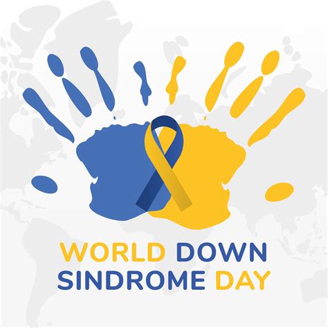 World Down Syndrome Day Ribbon On Hand Prints Vector Design 2722670
