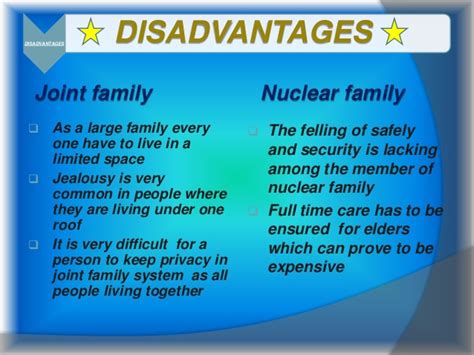 An extended family is a fanily that consists of atleastt three generations.it consists of grandmother grandfather child/children mother father cousins aunts and uncles.some advantages of an extended family is that it would help prevent the elderly ones from getting poor.the children would have more people to interact with.also the grandparents. Joint and nuclear family