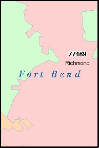 FORT BEND County Texas Digital ZIP Code Map