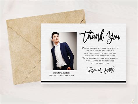 Funeral Thank You Card Template Editable Memorial Card Etsy My XXX