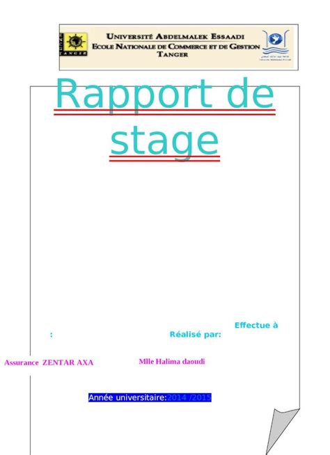 Doc Rapport De Stage Axa Pdfslidefr