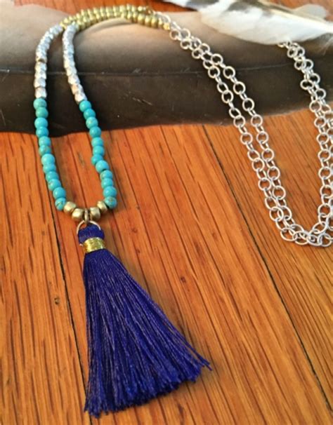 Beaded Tassel Necklace The Rustic Feather