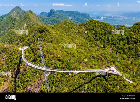 Aerial Perspective Of The Langkawi Sky Bridge A Curved Pedestrian