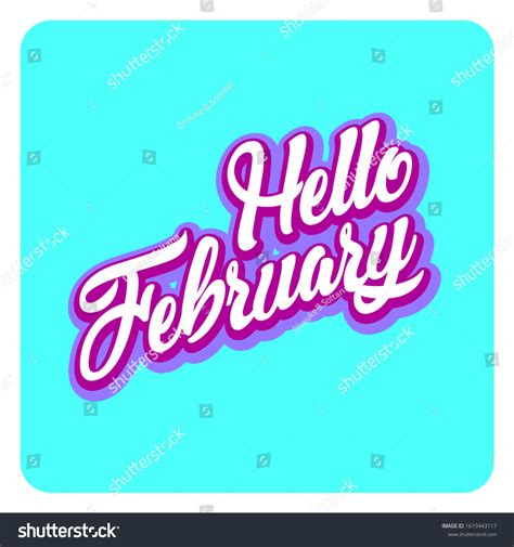 Hello February Background Poster Banner Typography Stock Vector